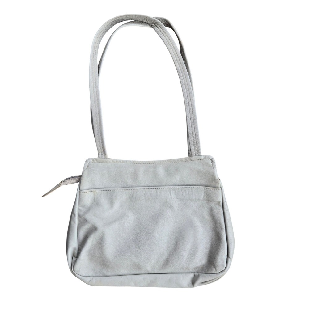 Vintage 80s Brixton Vancouver Leather Shoulder Bag Dove Grey Made in Canada